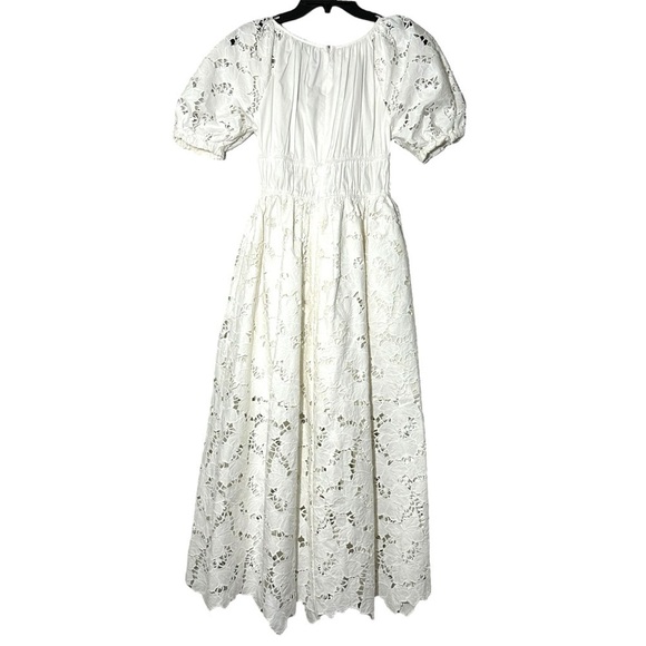 Self-Portrait White Flared Lace Midi Dress size 0 Bride Bridal Wedding Cocktail - Picture 12 of 16